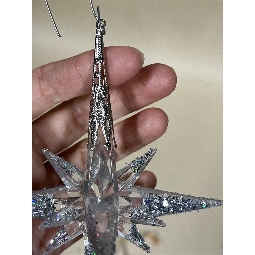 VTG 5pcs‎ Various Christmas Snowflake  Hanging Ornament Acrylic/ Beads Rare